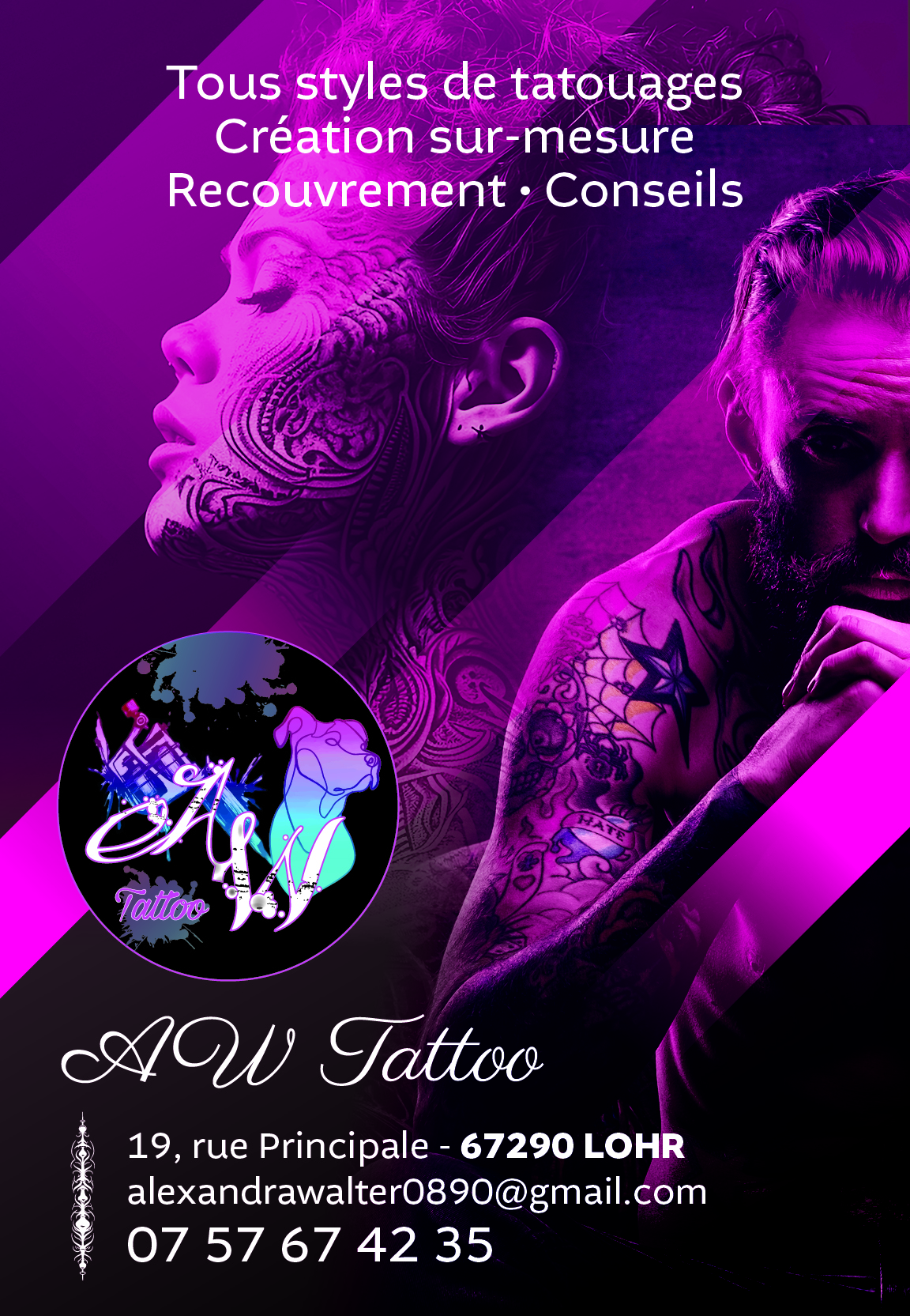 Alexandra Walter dans son salon de tatouage